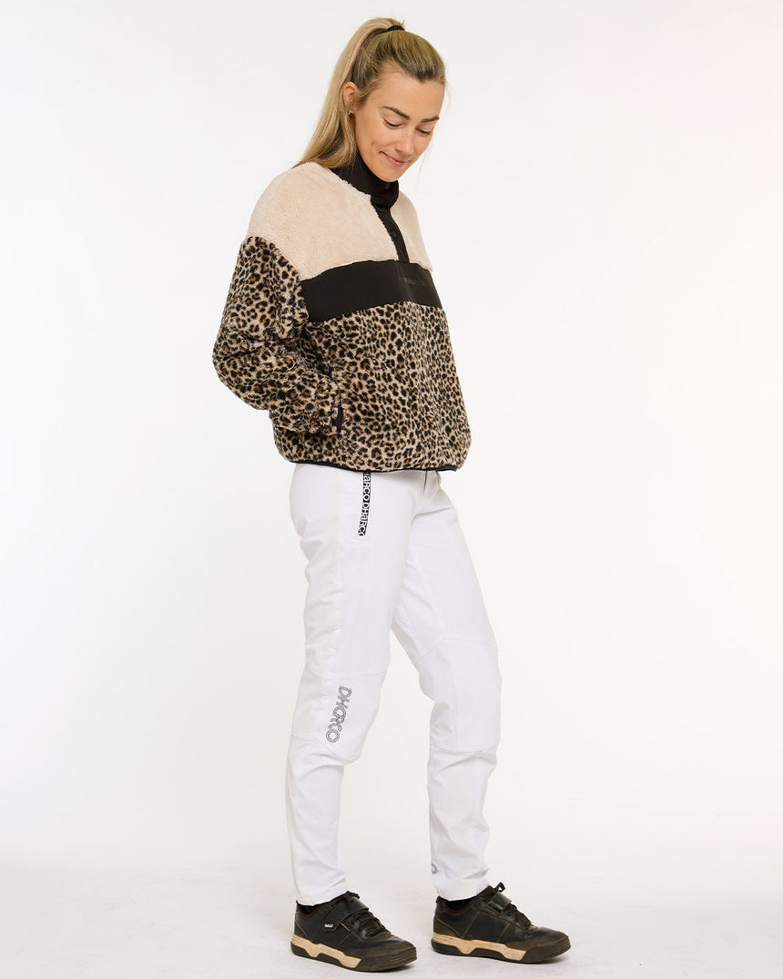 Womens Sherpa Half Zip Fleece | Leopard