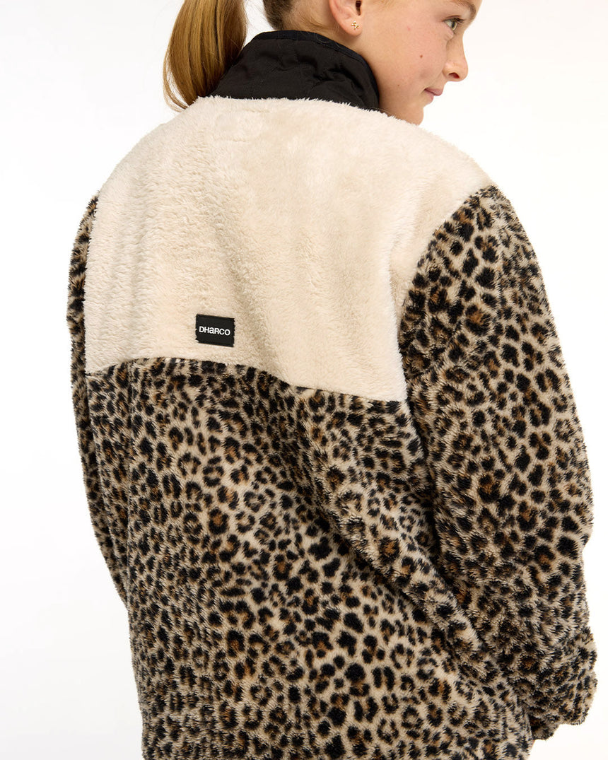 Youth Sherpa Half Zip Fleece | Leopard