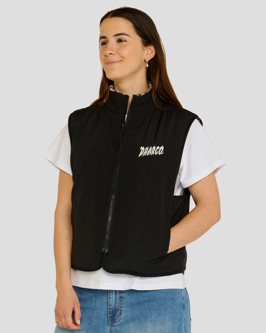 Womens Sherpa Vest | Leopard