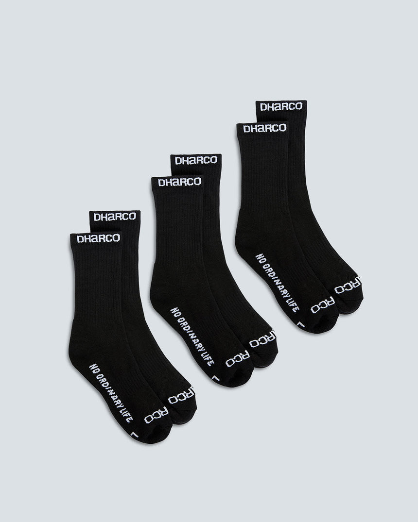 3 Pack: Black | Crew Socks