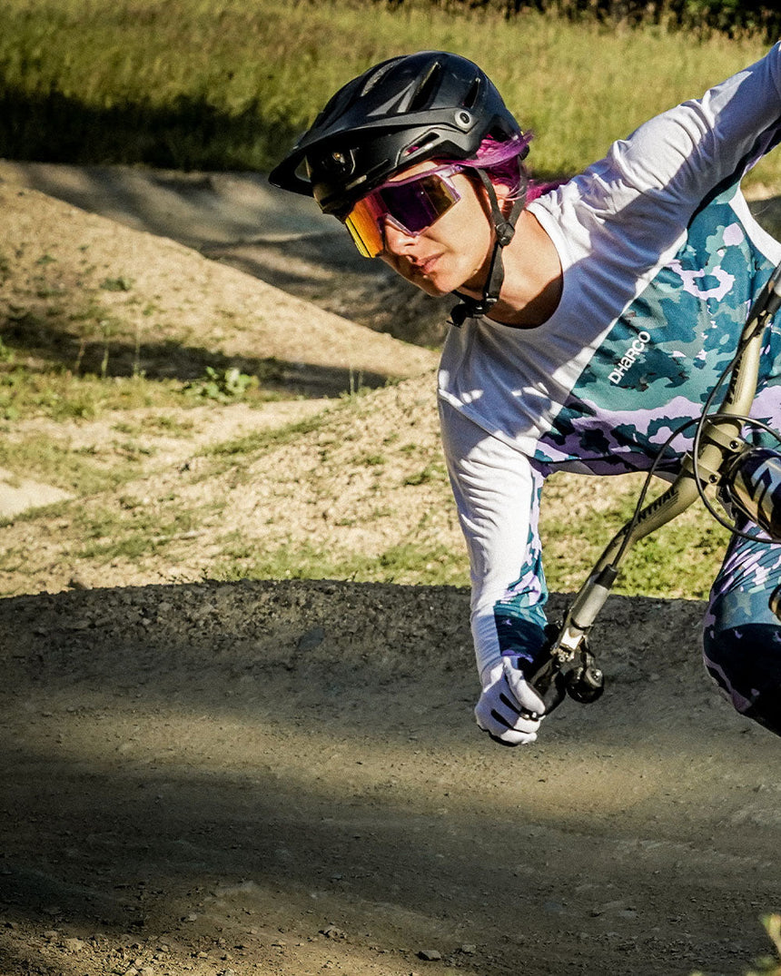 Womens Race Jersey | Isa Signature - Purple Leopard | WOMENS | TOPS | JERSEYS | LONG SLEEVES | RACE JERSEY | DHaRCO | MTB | Image 5 of 6