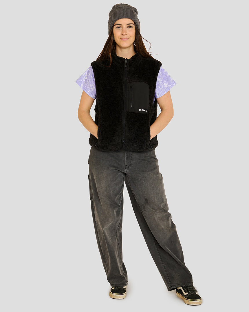 Womens Sherpa Vest | Black
