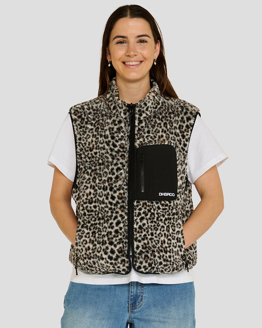 Womens Sherpa Vest | Leopard | WOMENS | TOPS | FLEECE AND HOODIES | VEST | DHaRCO | MTB | Image 6 of 8